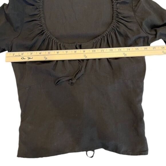 INTERMIX Marseille Lace-Up Top Black Tie Front Lace Back Scoop Neck Size Small - Picture 8 of 12